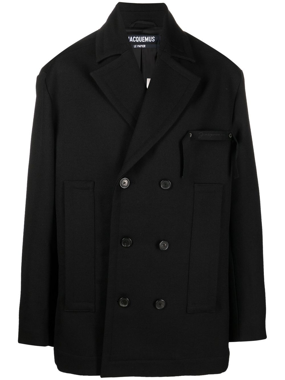 virgin wool double-breasted coat - 1