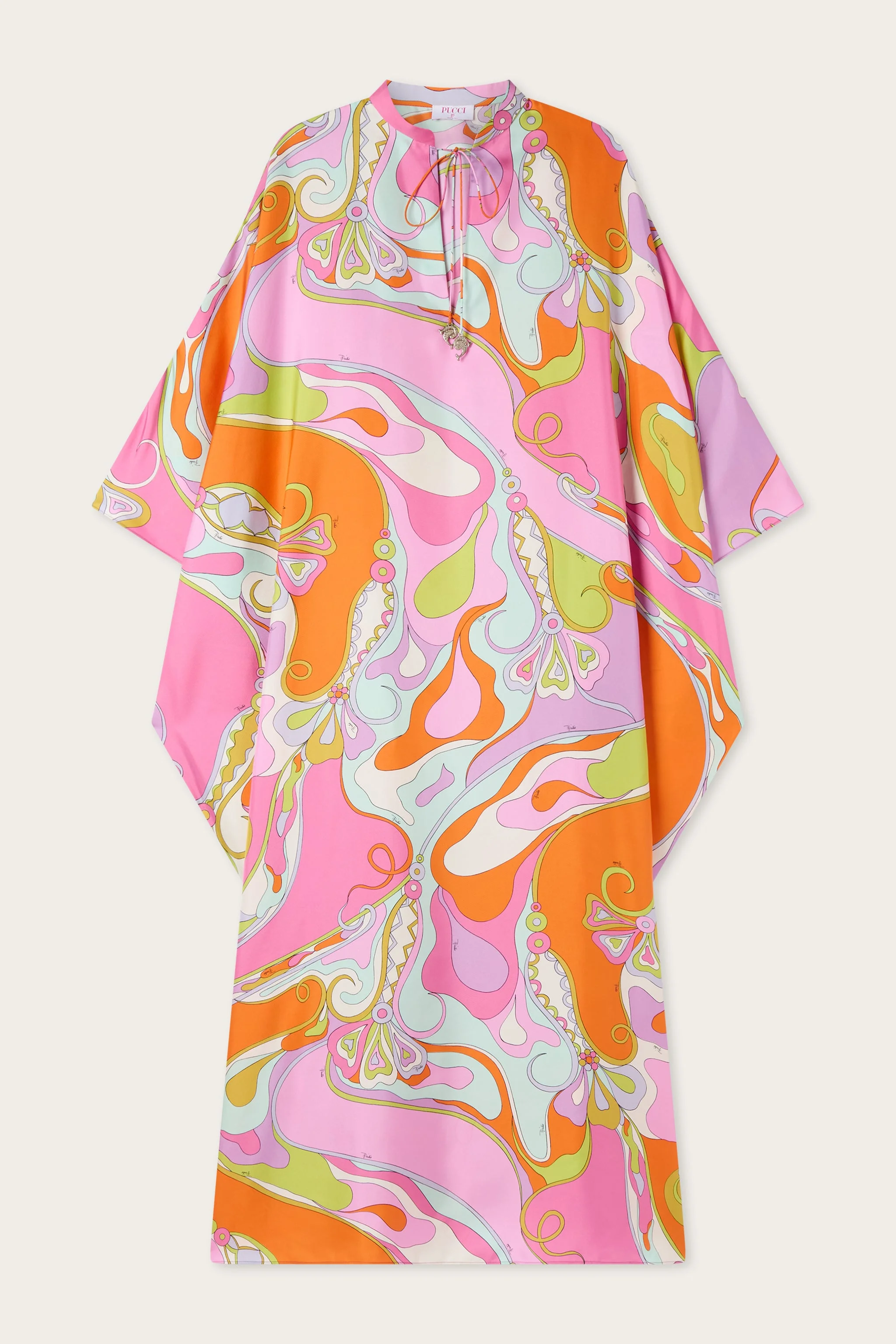 ORCHIDEE PRINT SILK KAFTAN - 1