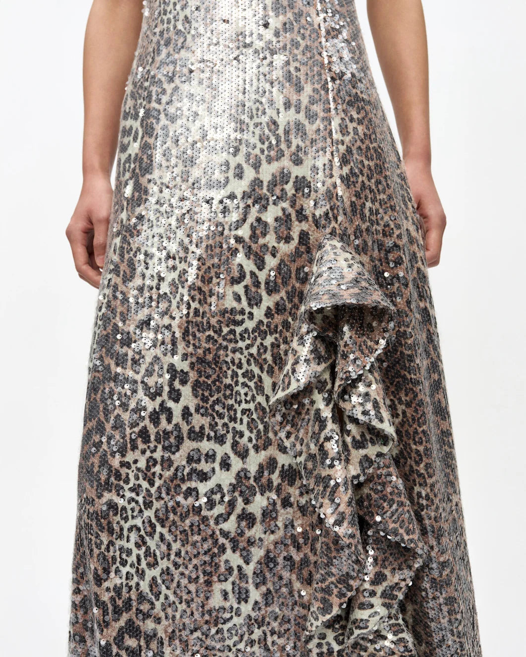 LEOPARD STRETCH SEQUINS LONG DRESS - 5