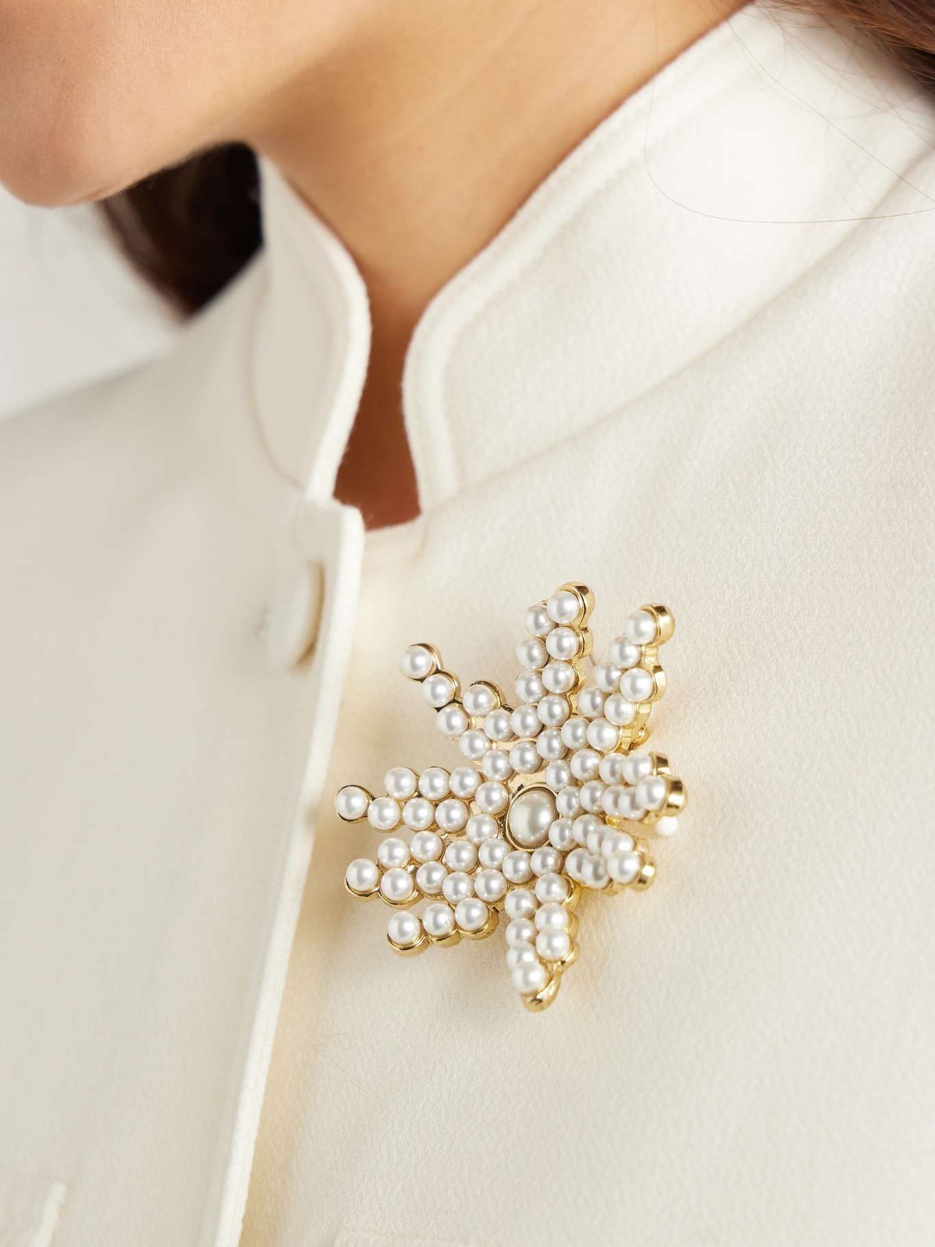 Gold-tone faux pearl brooch White - 2