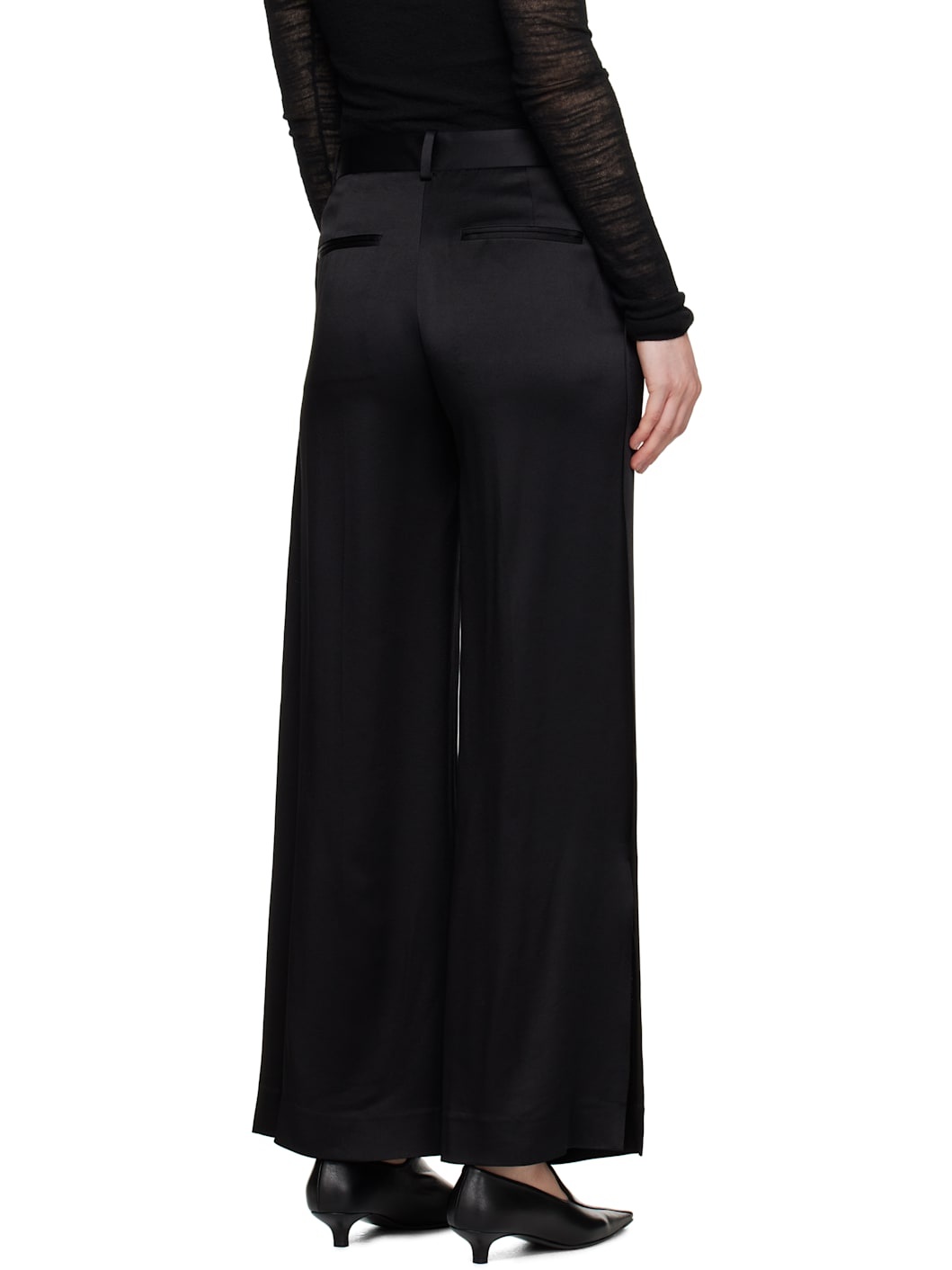 Black Cuff-Slit Trousers - 3