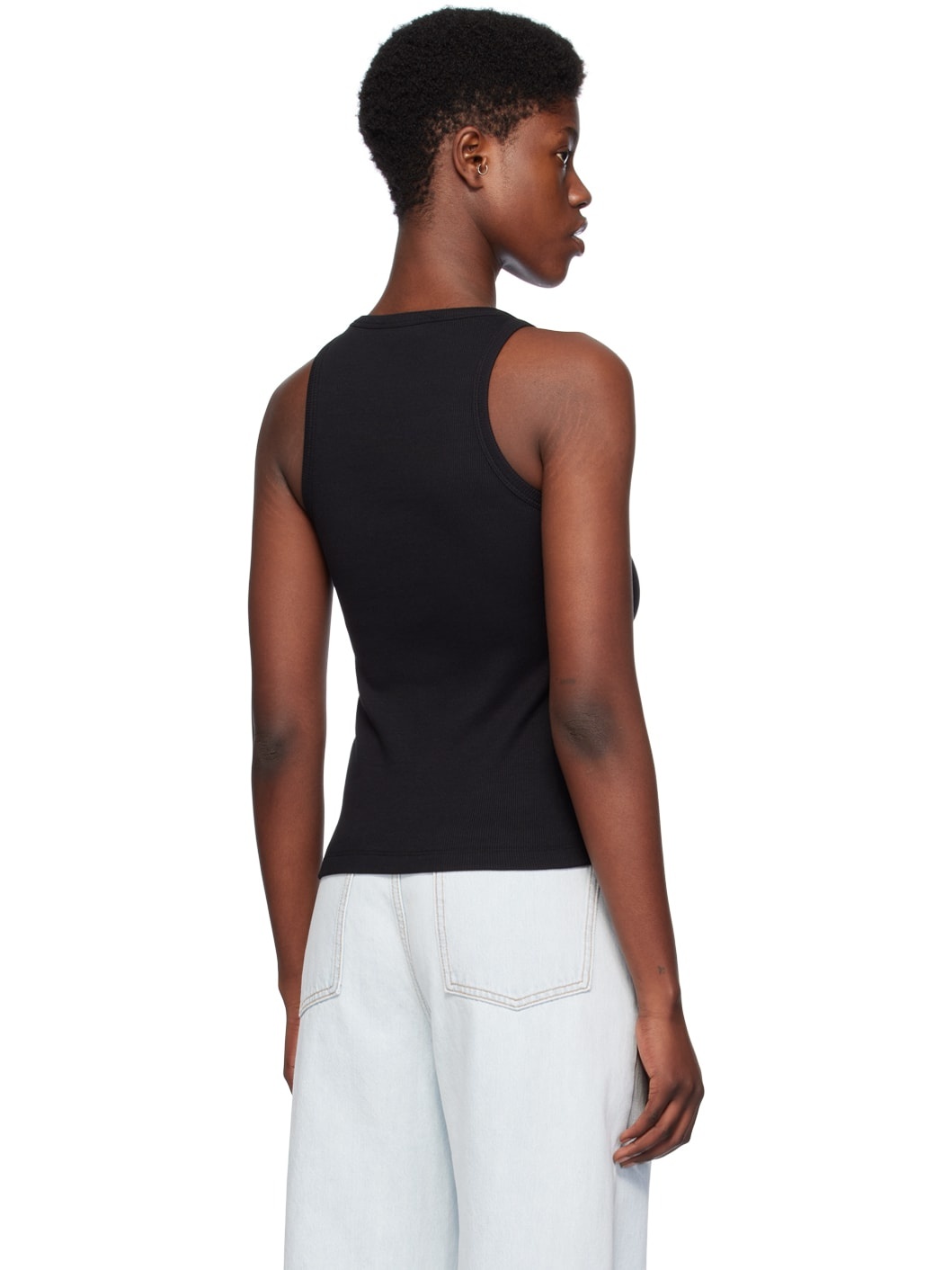 Black Embroidered Tank Top - 3