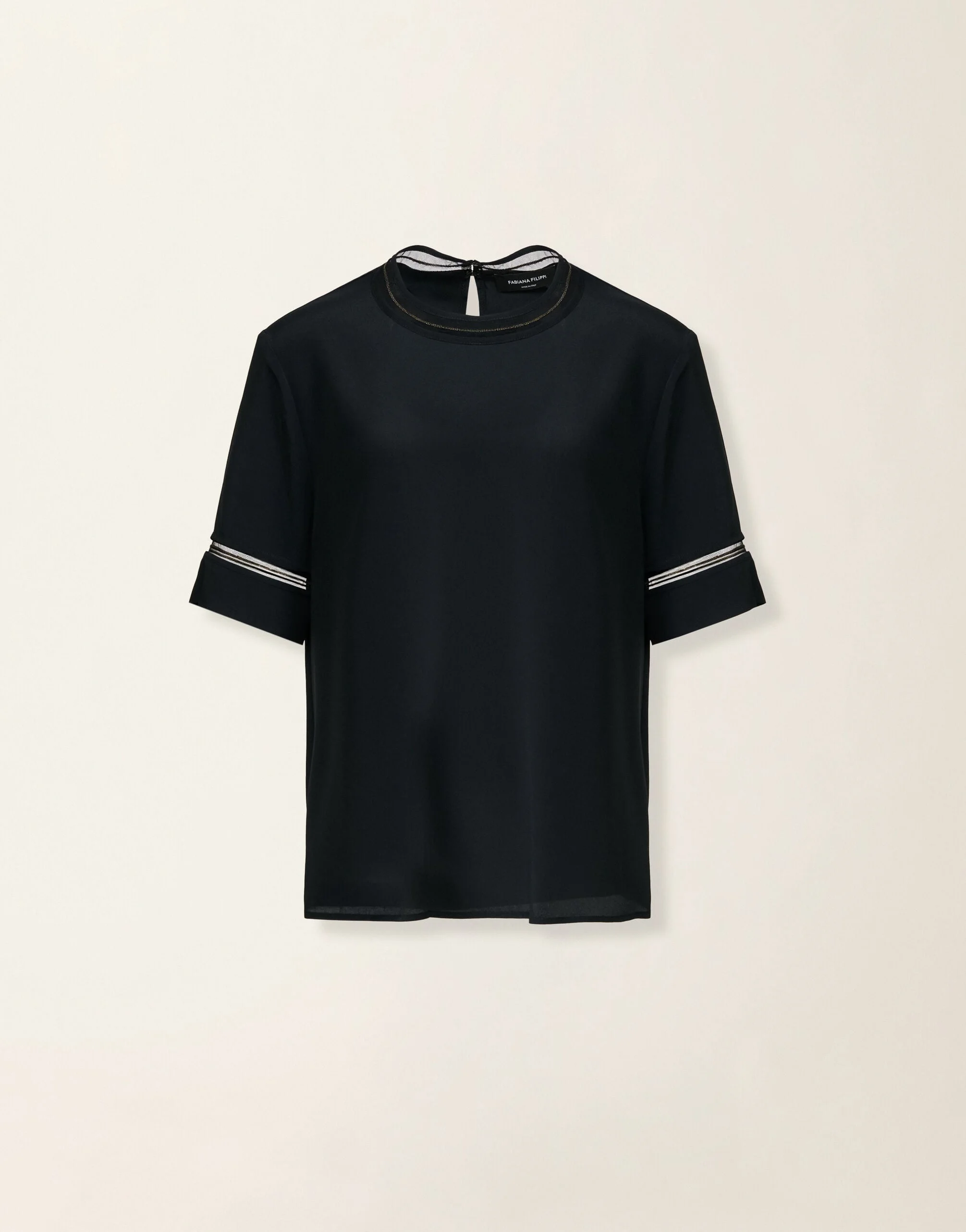 Short-sleeve crêpe de chine top - 1