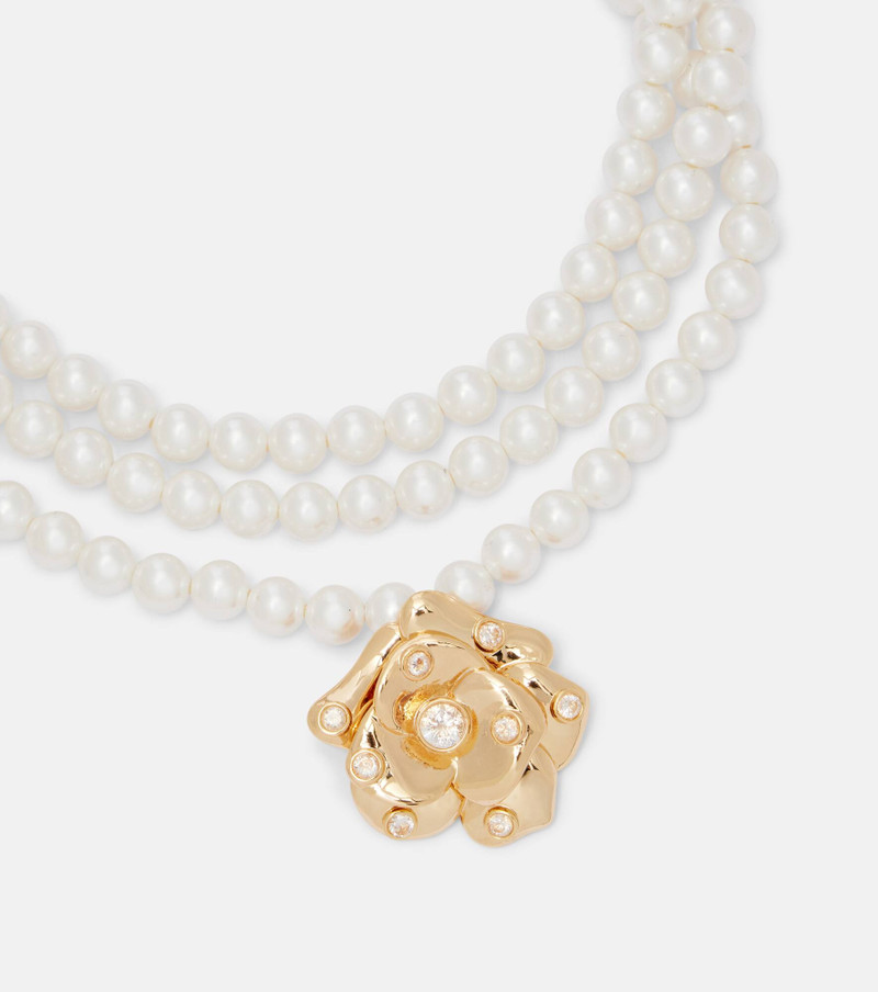 self-portrait Crystal-embellished floral choker outlook