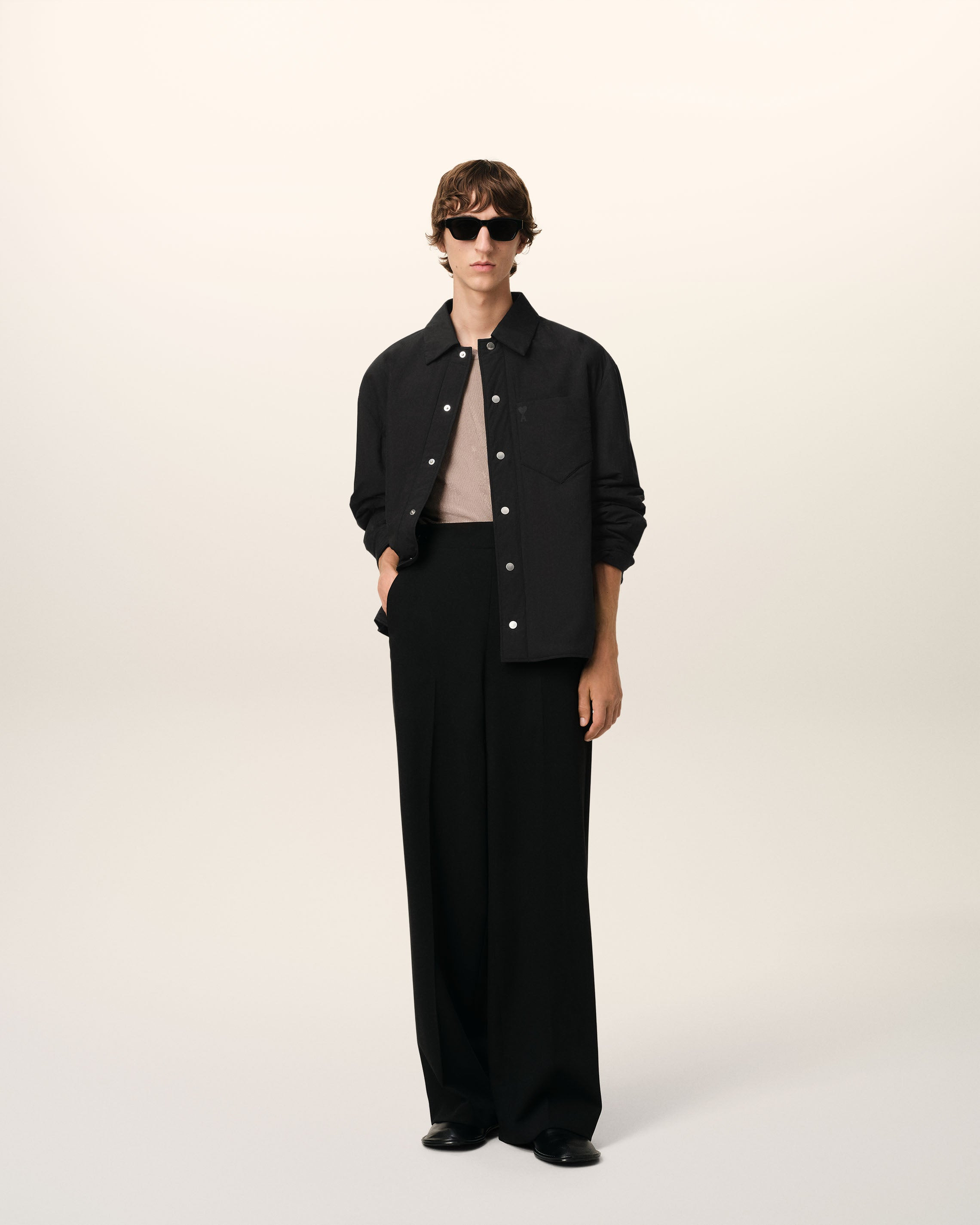 BLACK CANVAS PADDED AMI DE COEUR OVERSHIRT - 2