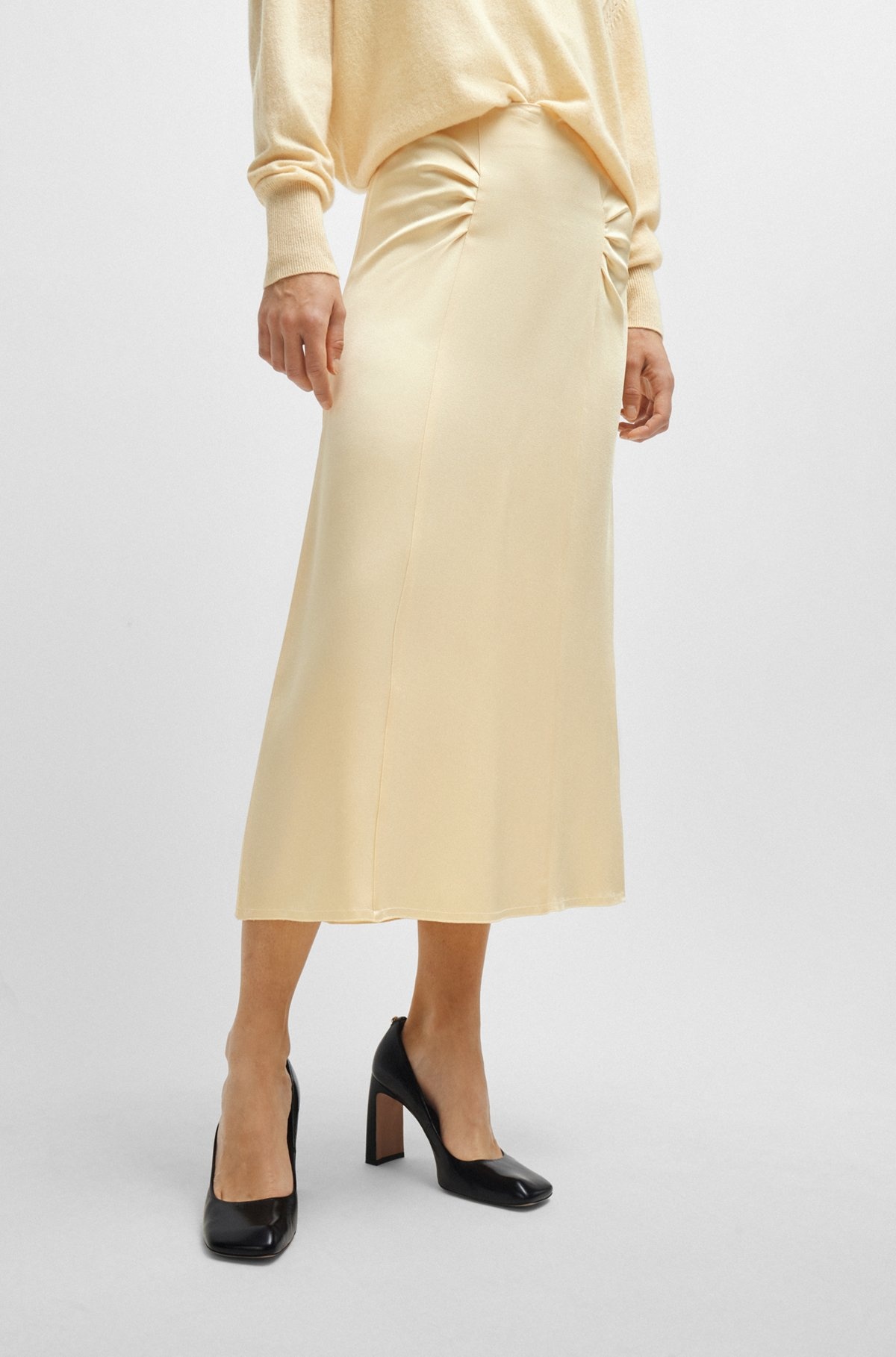 HIGH-WAISTED A-LINE SKIRT WITH GATHERED DETAILS - 5