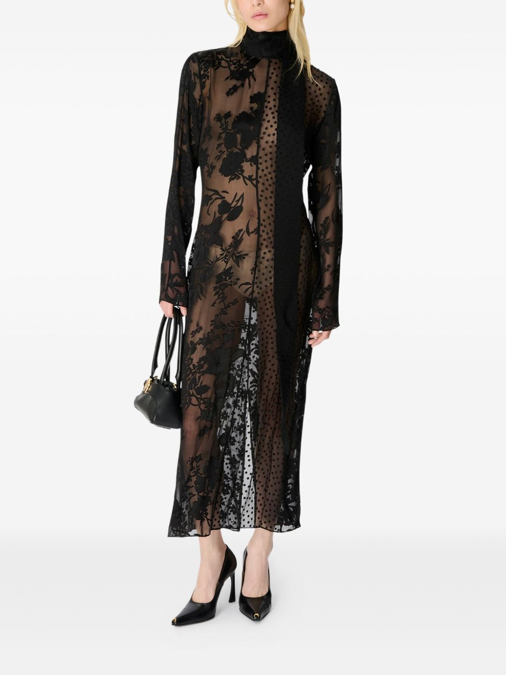 floral-print tie-neck maxi dress - 2