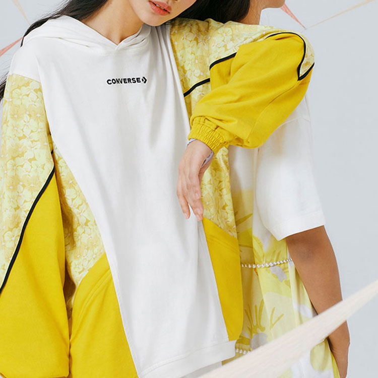 (WMNS) Converse Athleisure Casual Sports Contrasting Colors Hoodie White 10022418-A02 - 3