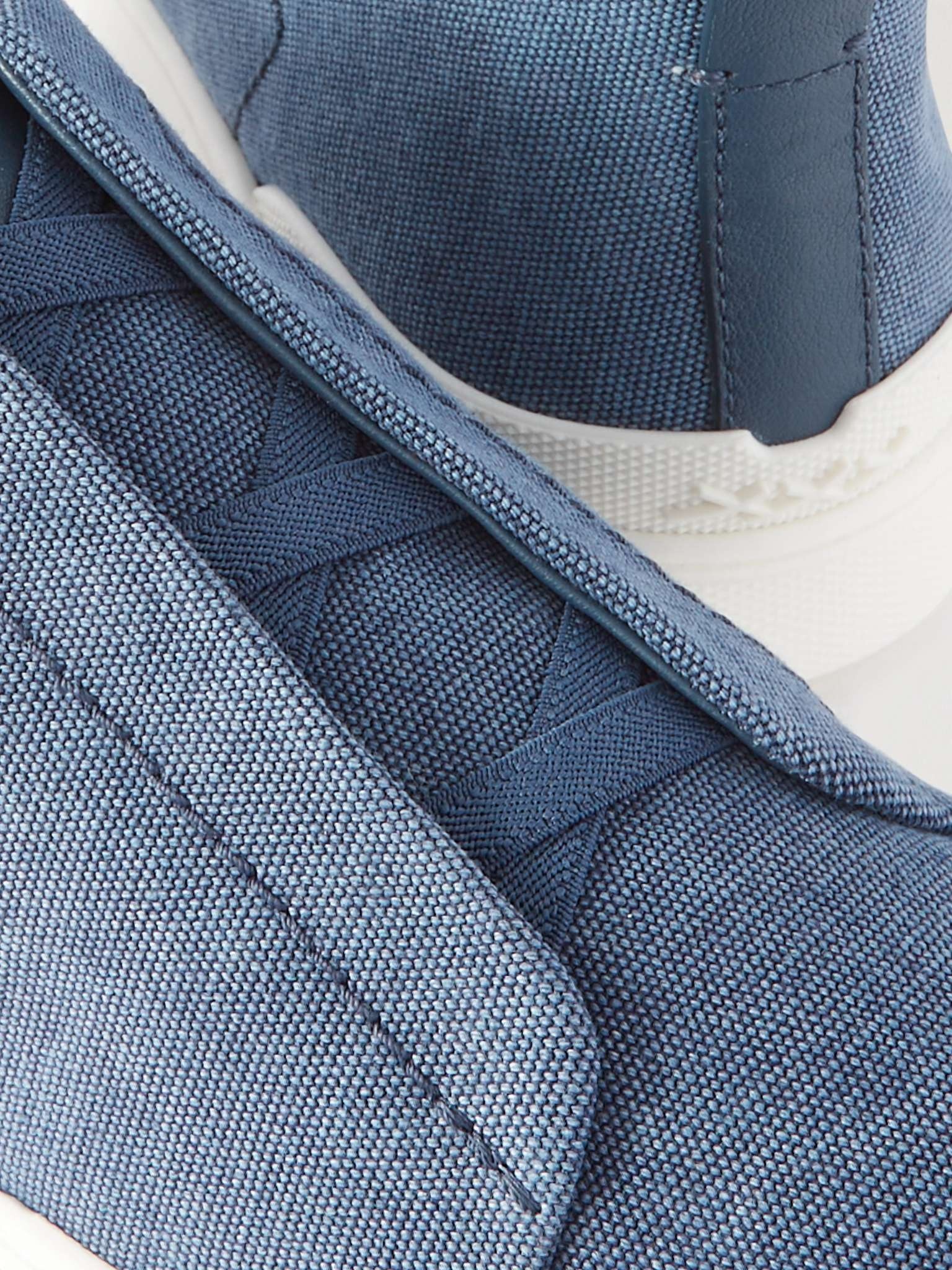 Triple Stitch Leather-Trimmed Canvas Sneakers - 6