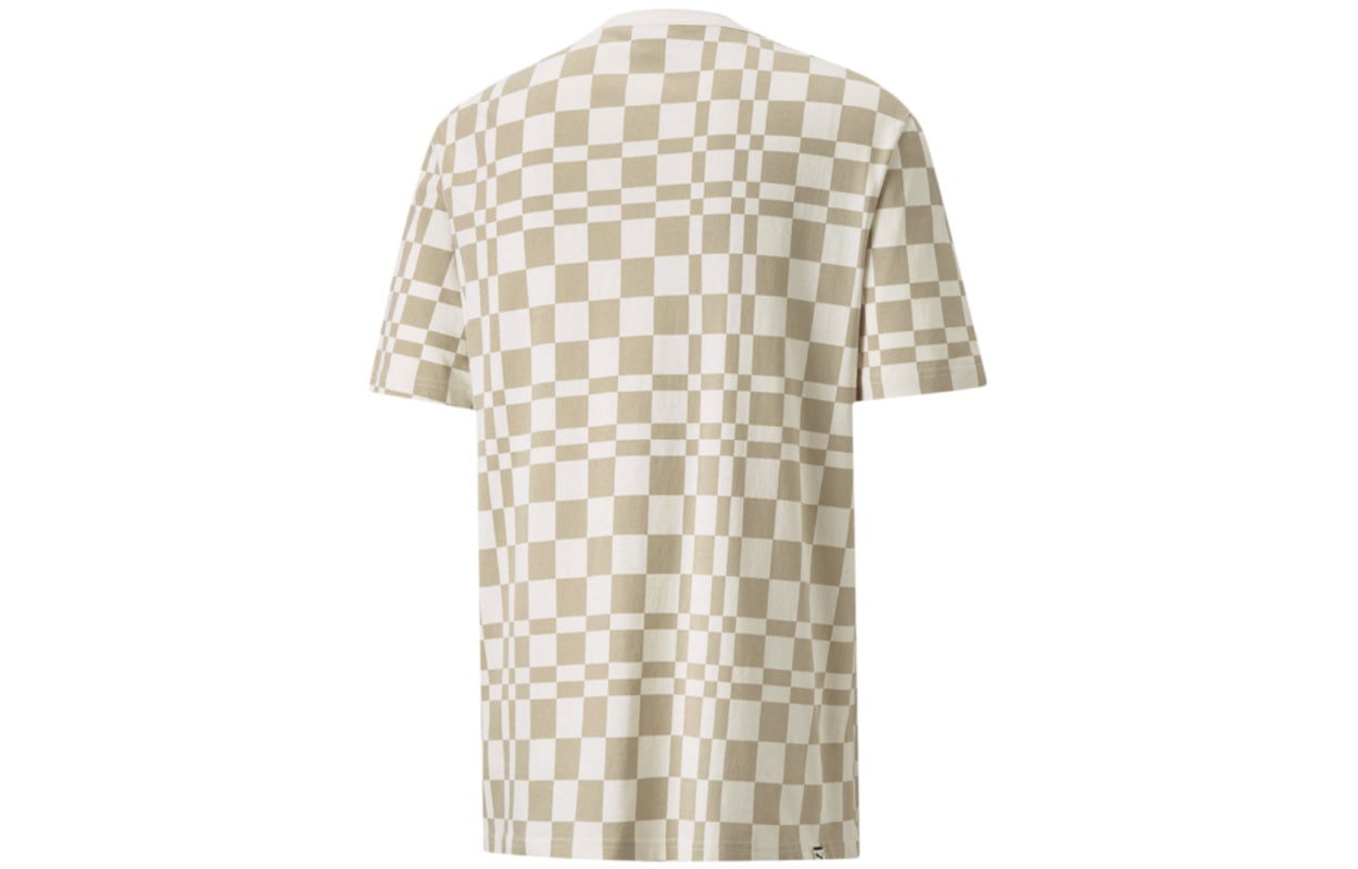 PUMA Contrasting Colors Sports Plaid Round Neck Short Sleeve Khaki 533033-42 - 2