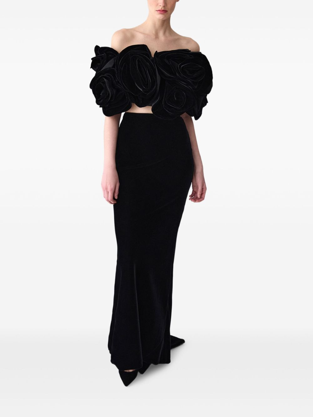 high-waisted velvet skirt - 2