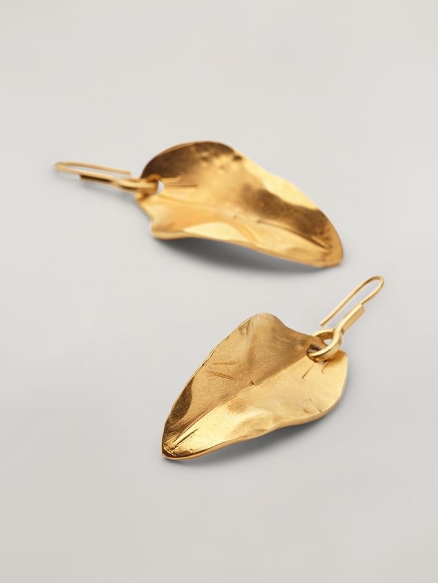 NATURE EARRINGS IN METAL WITH LEAF-SHAPED PENDANT - 4