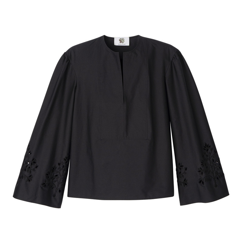 Blouse Black - Poplin embroidered 1