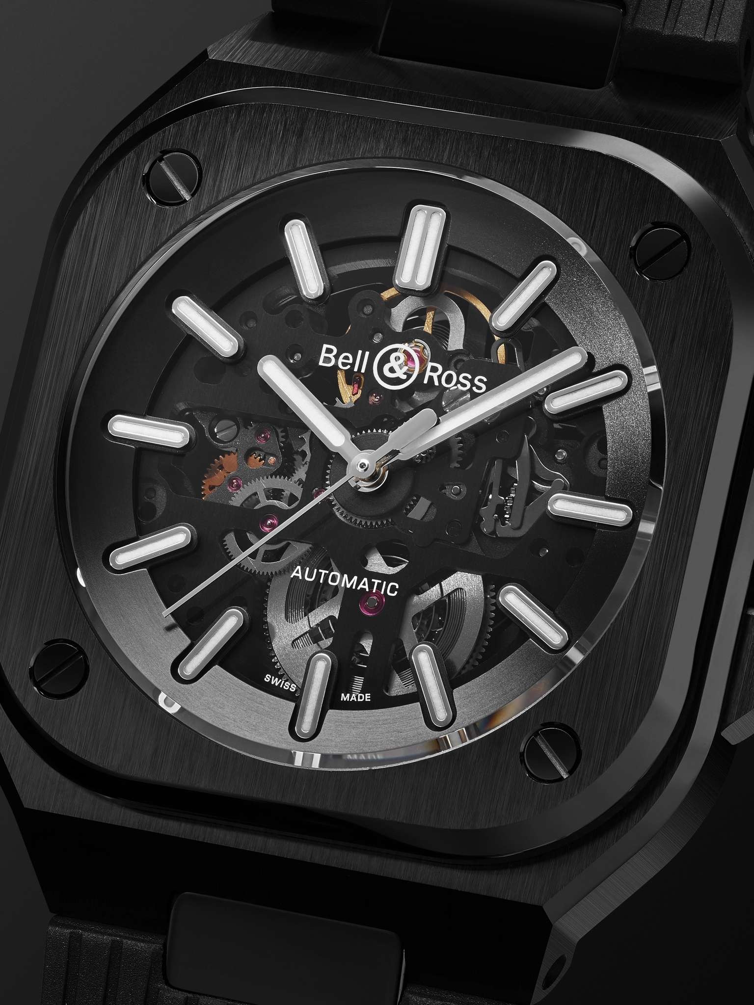 BR 05 Skeleton Automatic 41mm Black Ceramic and Rubber Watch, Ref. No. BR05A-BL-SK-CE/SRB - 6
