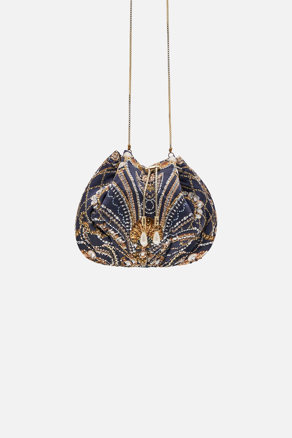 DRAWSTRING POUCH WITH CHAIN STRAP - 1