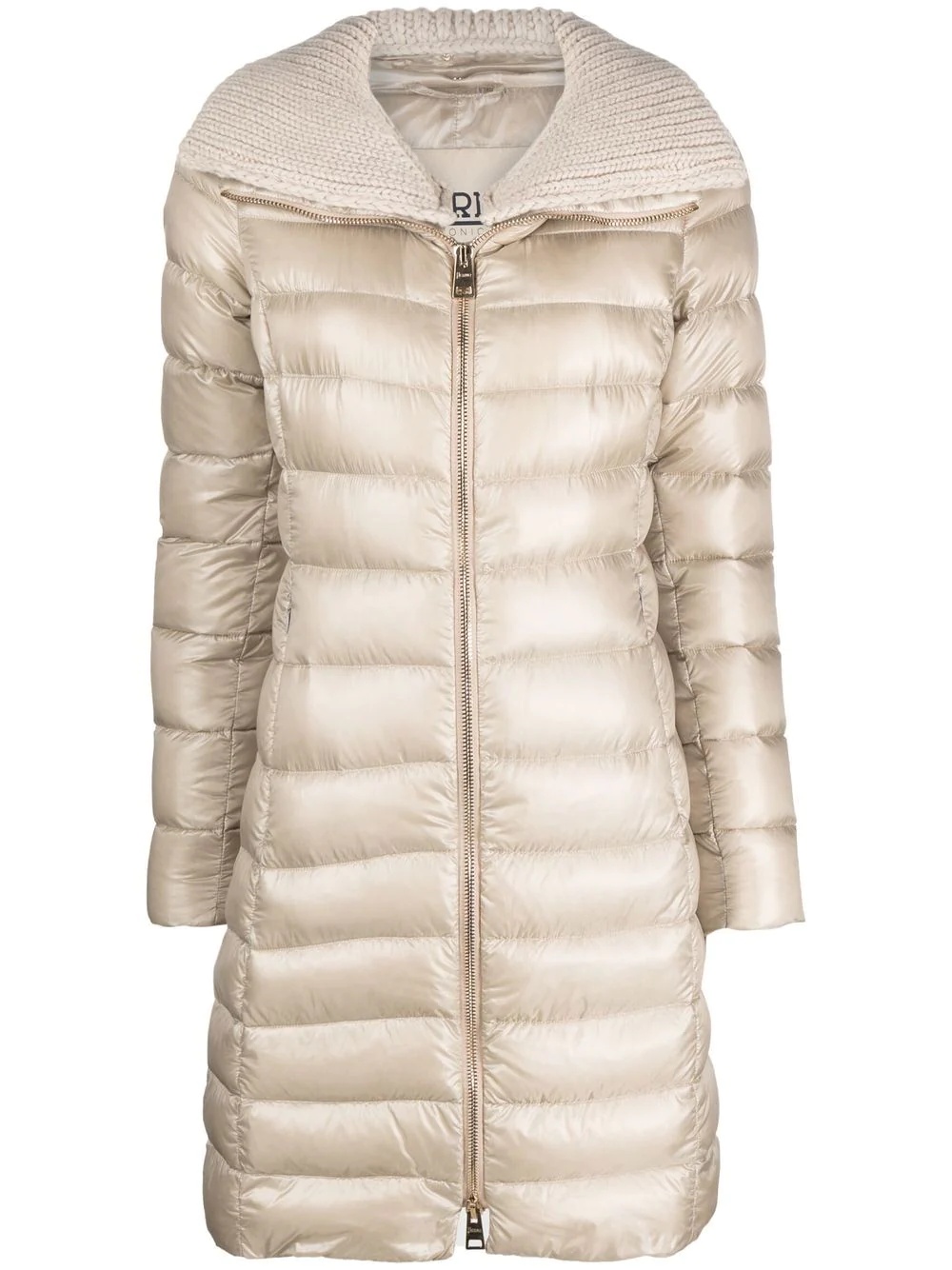 knitted-collar padded coat - 1