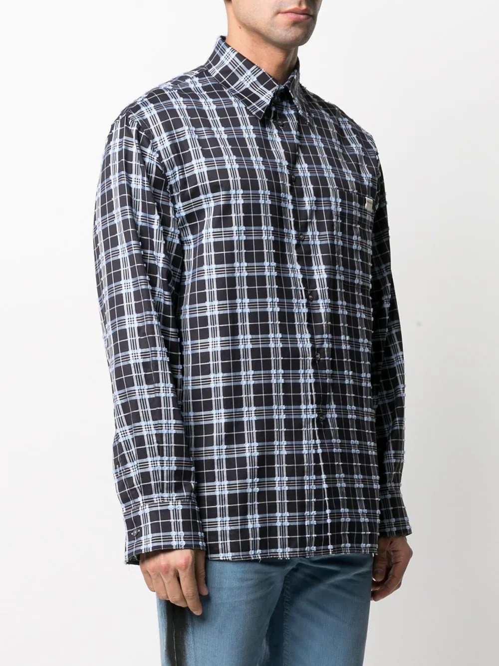 check-pattern buttoned shirt - 3