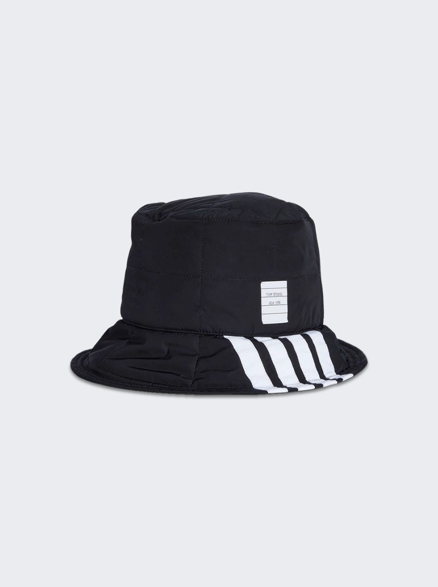 Quilted Bucket Hat 4 Bar In Poly Twill Black - 3