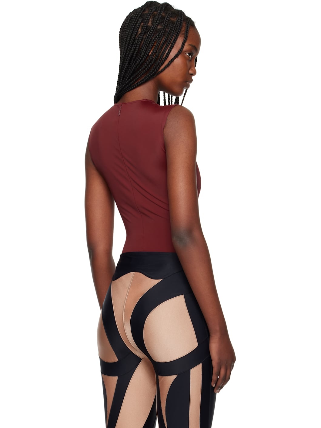 Burgundy Sleeveless Shoulder Logo Bodysuit - 3