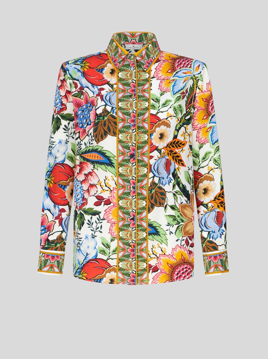 CREPE DE CHINE SHIRT WITH BOUQUET PRINT - 1