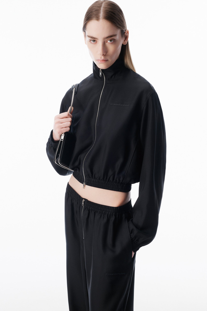 Alexander Wang Silk Twill Cropped Track Jacket outlook
