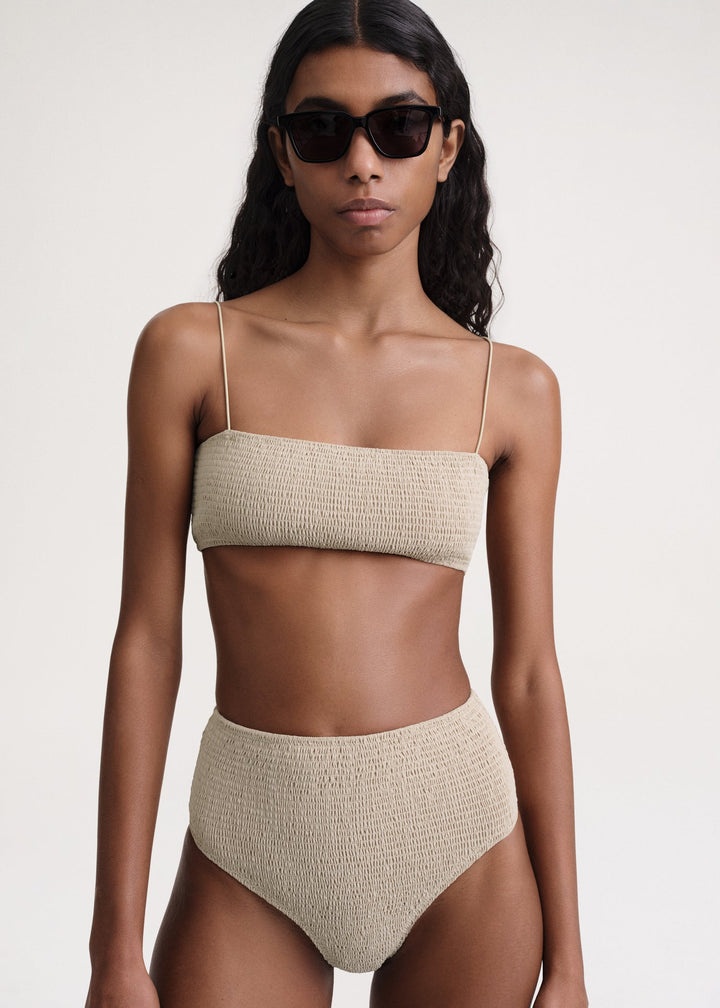Smocked bikini bottoms overcast beige - 5