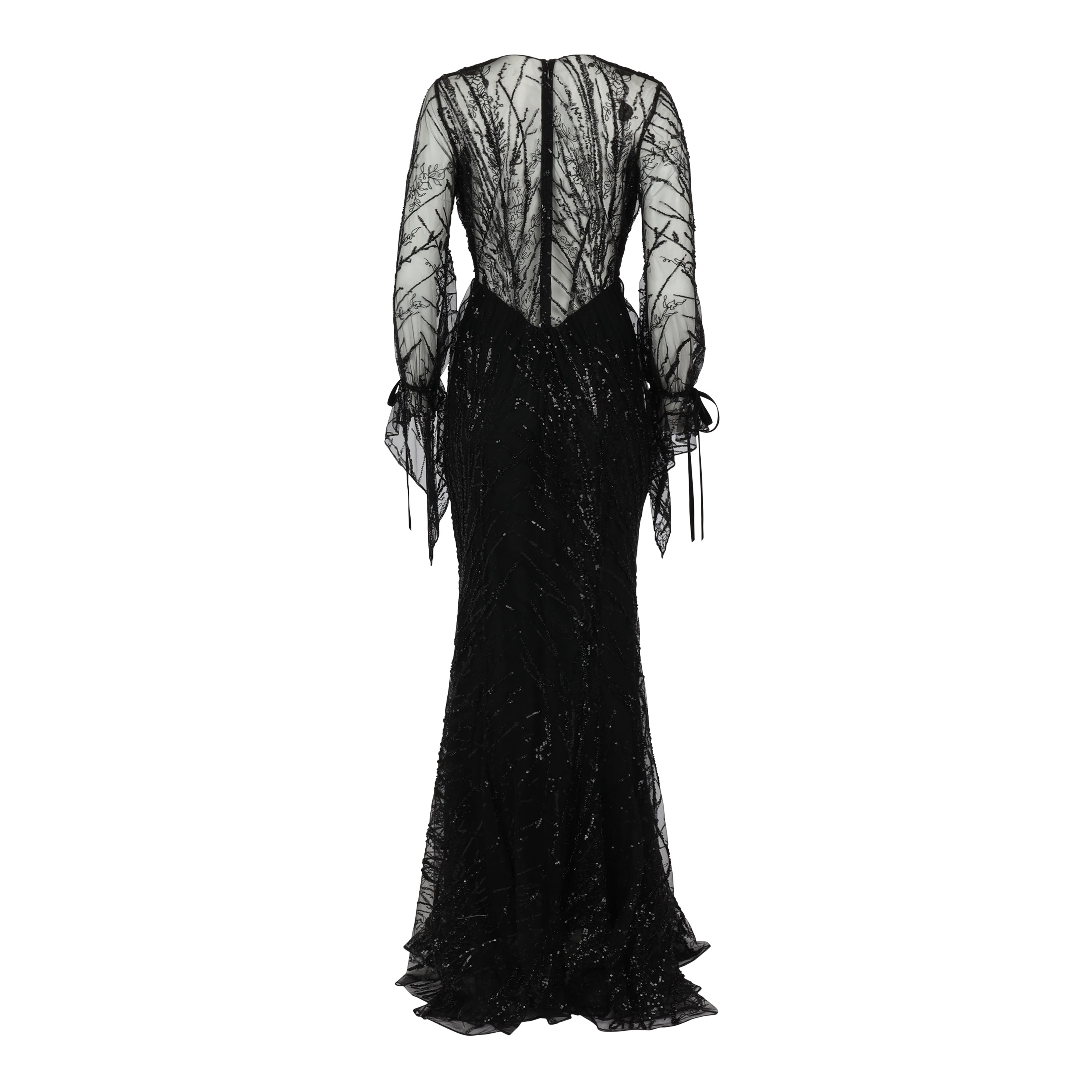 Beaded V Neck Gown - 2