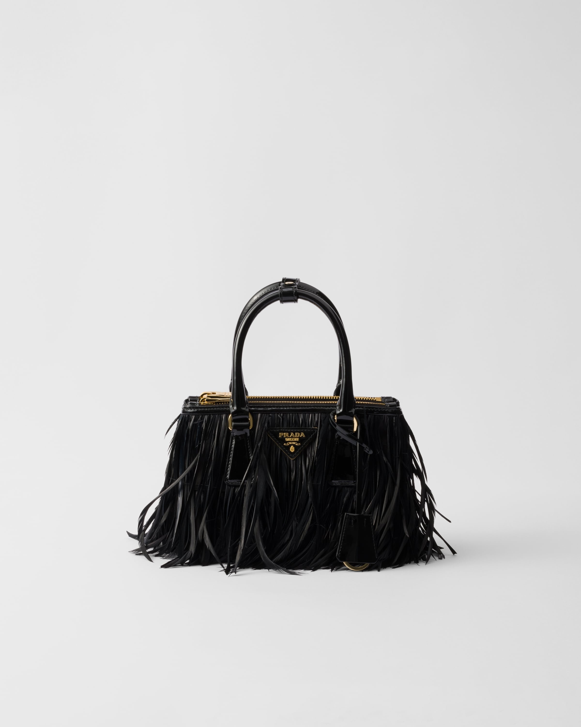 Prada Galleria mini-bag with feather trim - 1