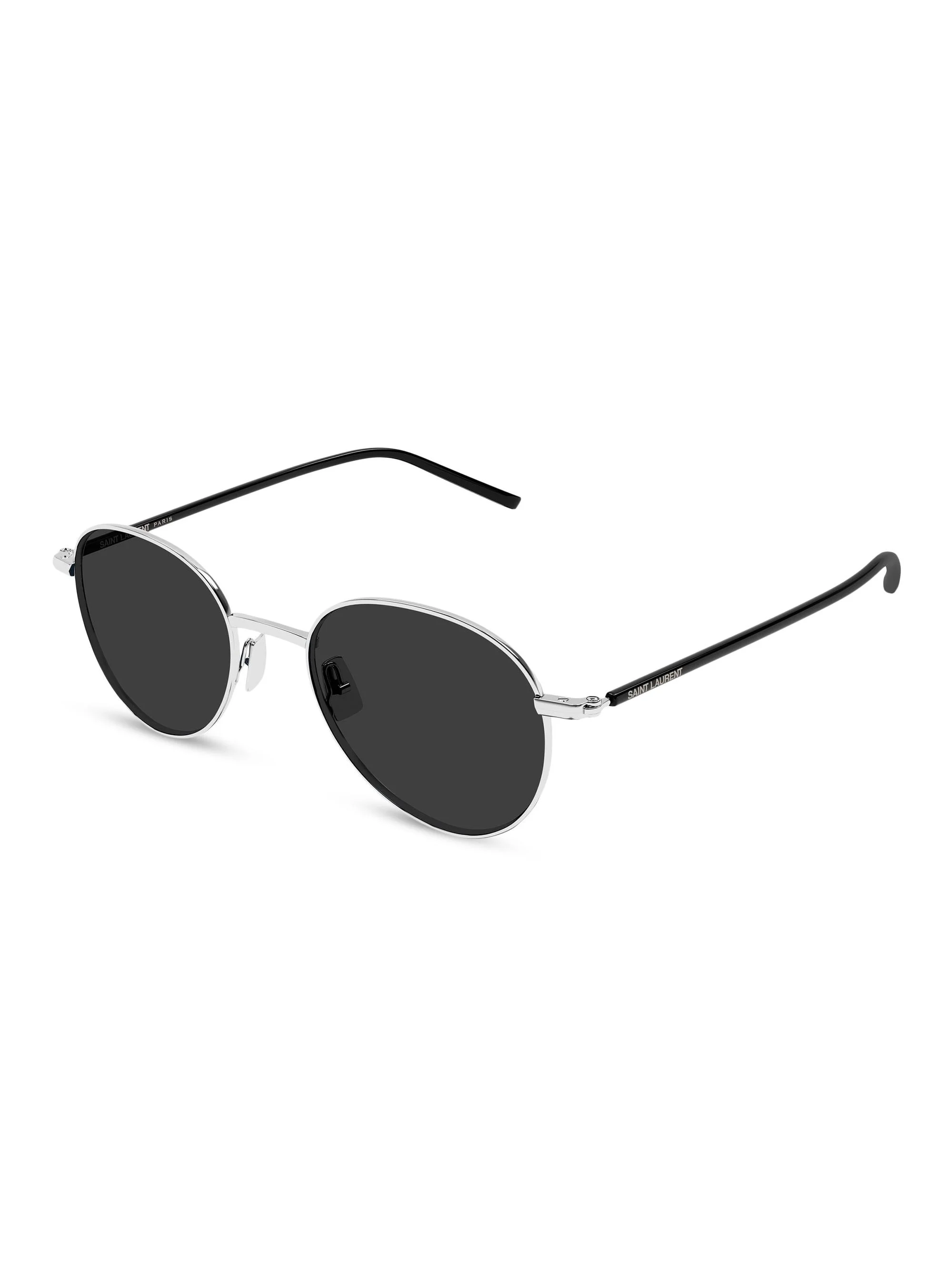 Men's Panthos 50MM Round Metal Sunglasses - Silver Black - 1