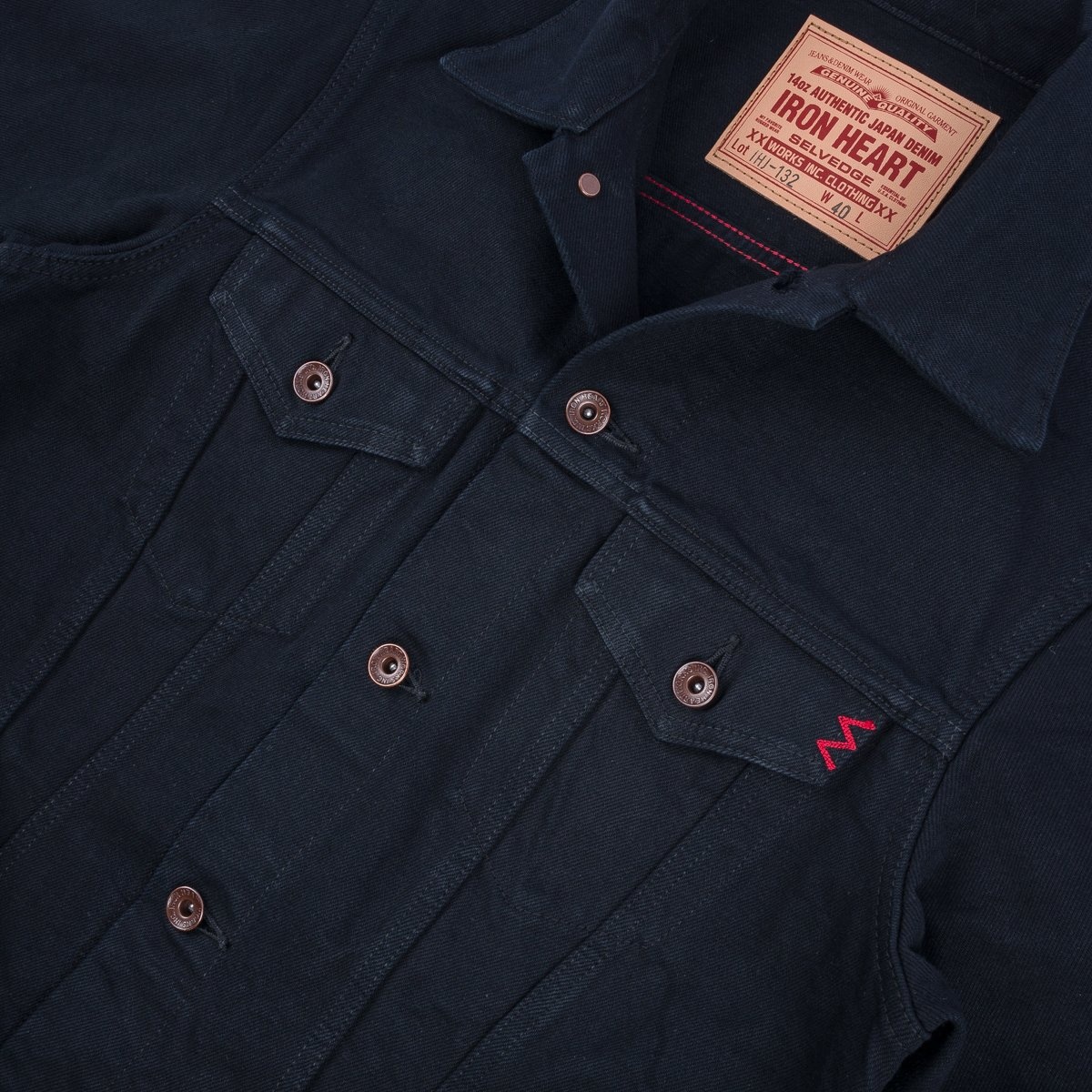 IHJ-132-BLK 14oz Selvedge Modified Type III Jacket - Superblack - 8