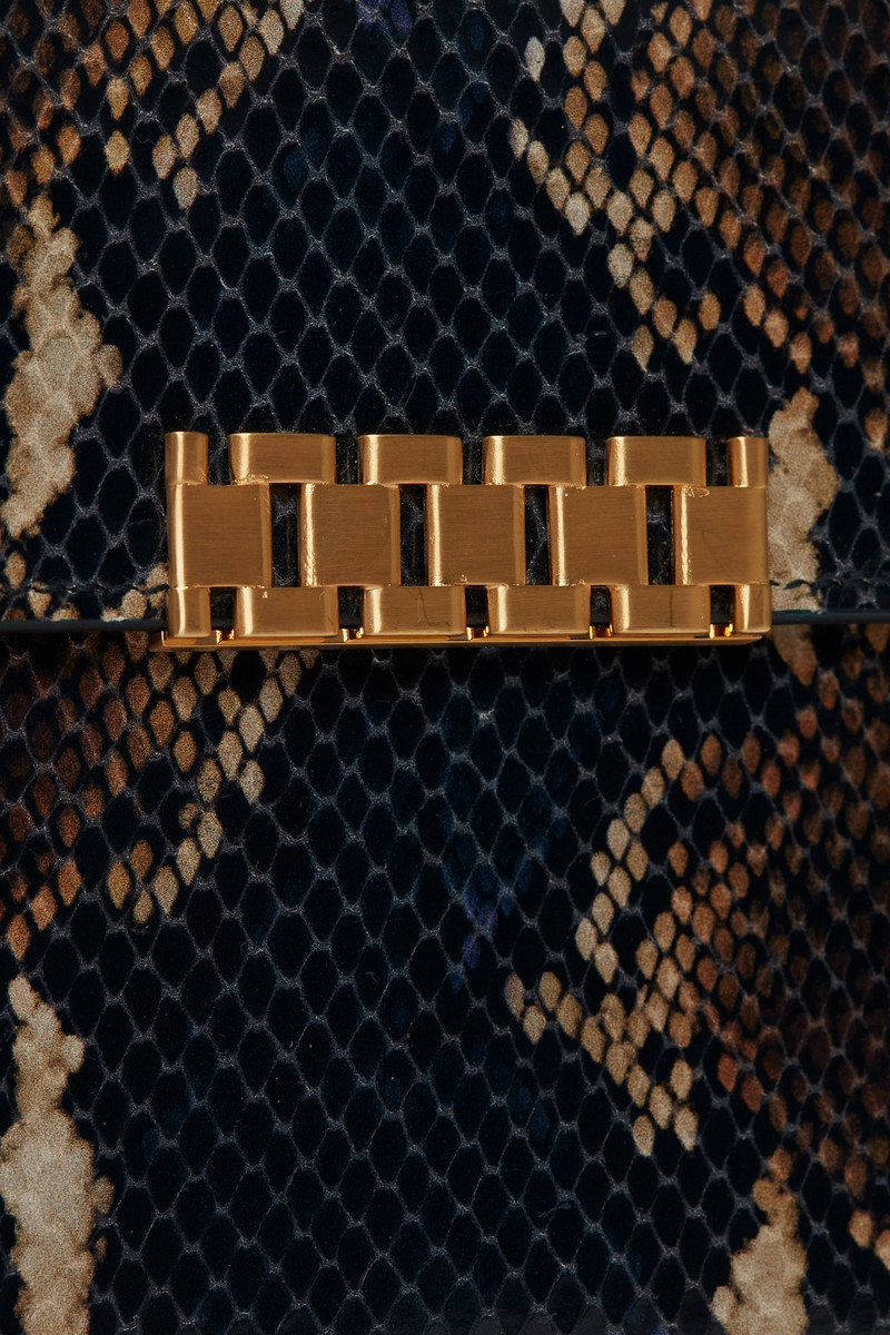 Mini Chain Shoulder Bag In Navy-Brown Leather 9