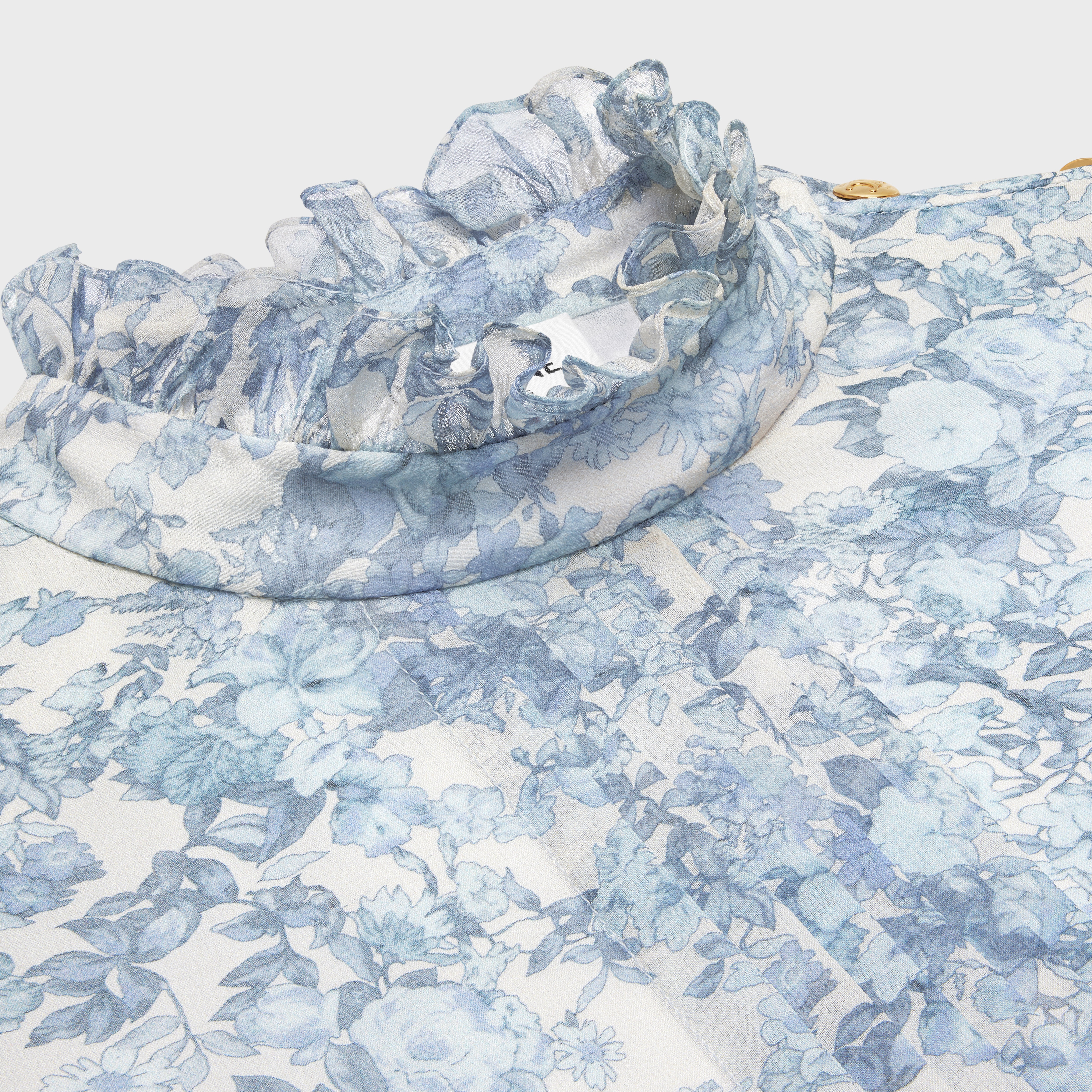blouse with frilled collar in silk georgette - 3