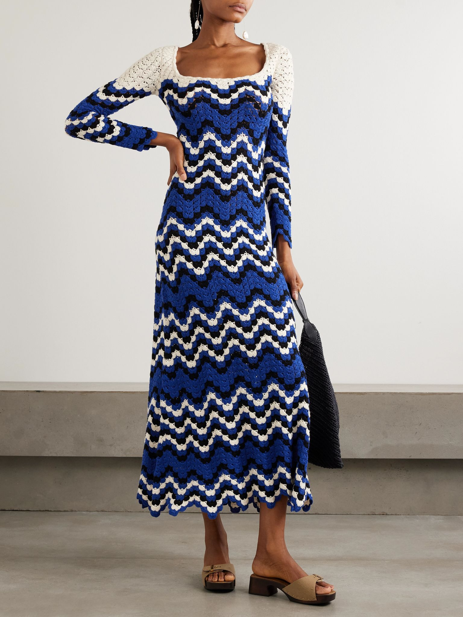 Sumac scalloped crocheted cotton midi dress Multi - 2