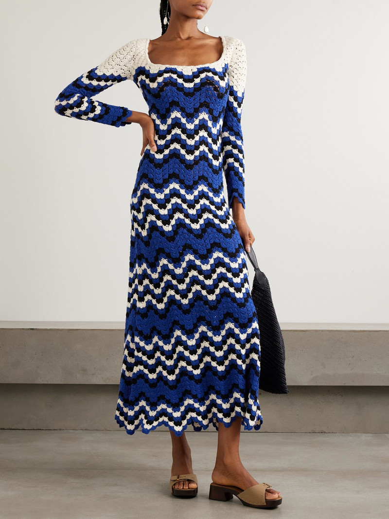 ESCVDO Sumac scalloped crocheted cotton midi dress Multi outlook