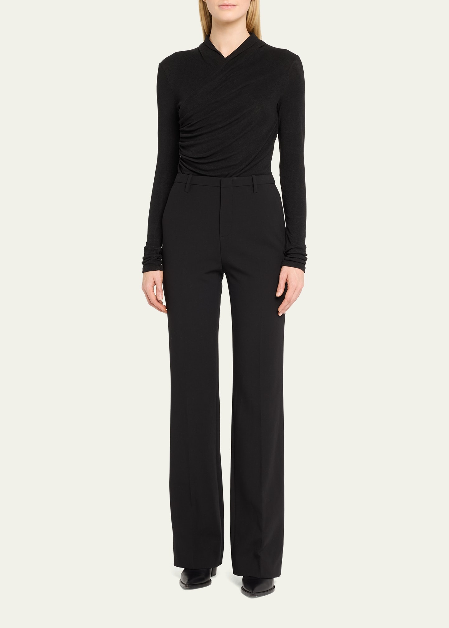 Long-Sleeve Faux-Wrap Top - 2