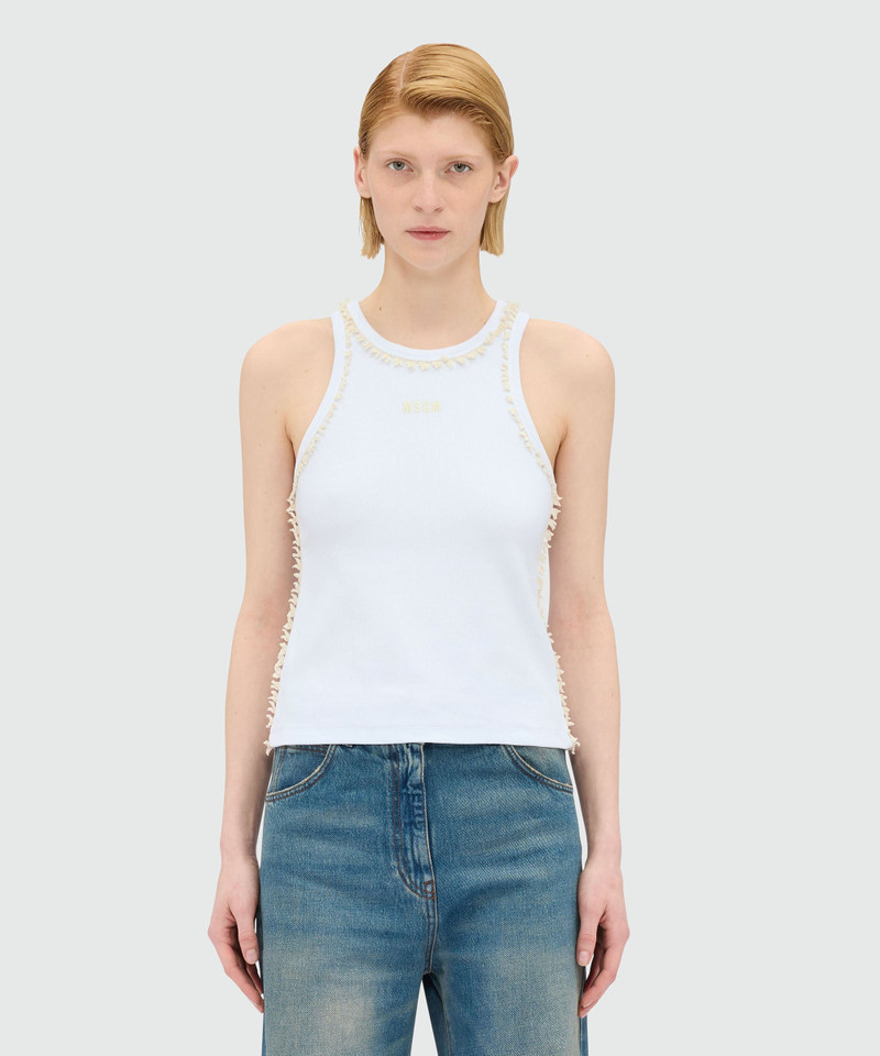 MSGM White jersey tank top outlook