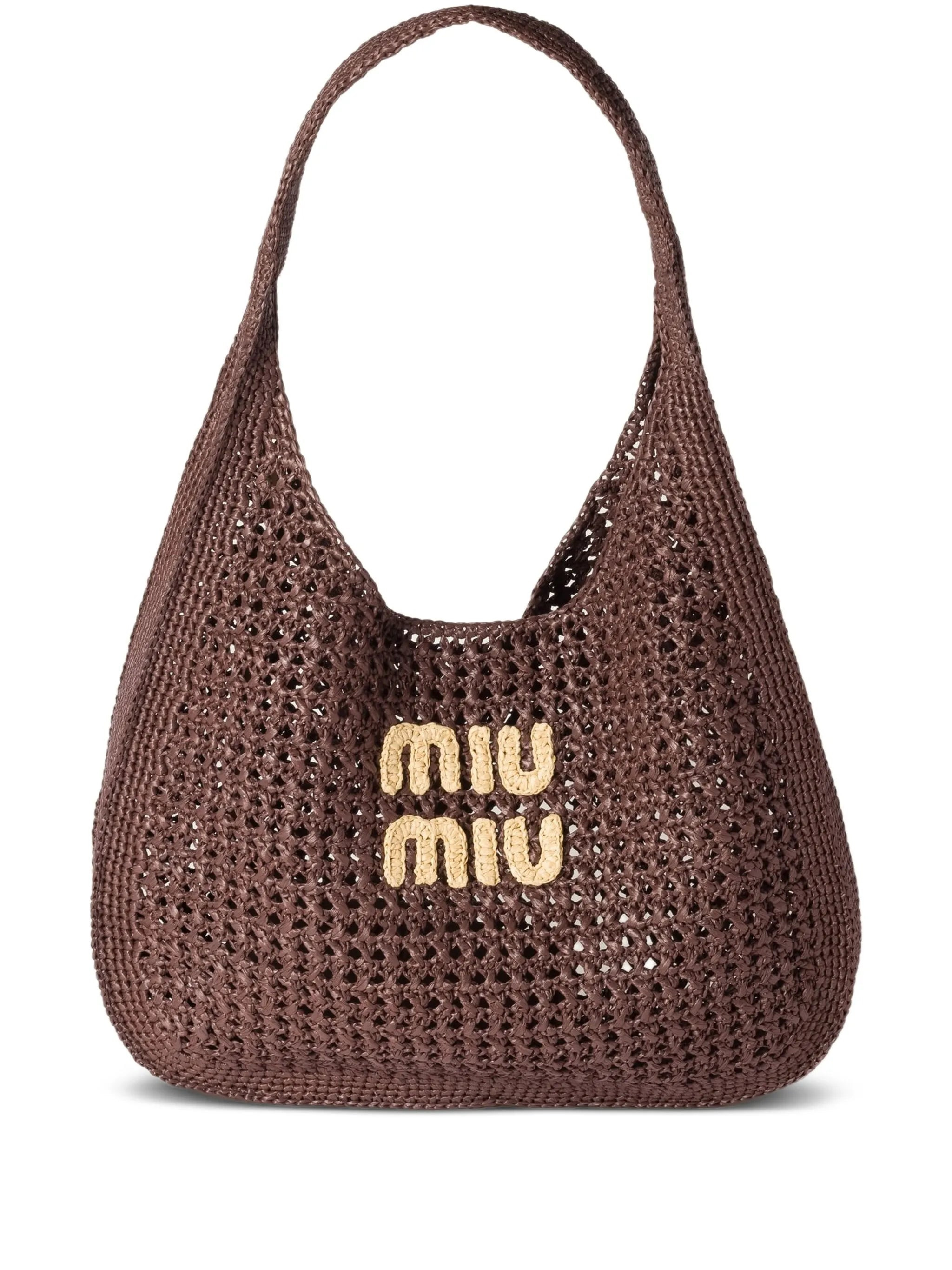 Miu Miu Raffia-effect Woven Shoulder Bag - 1