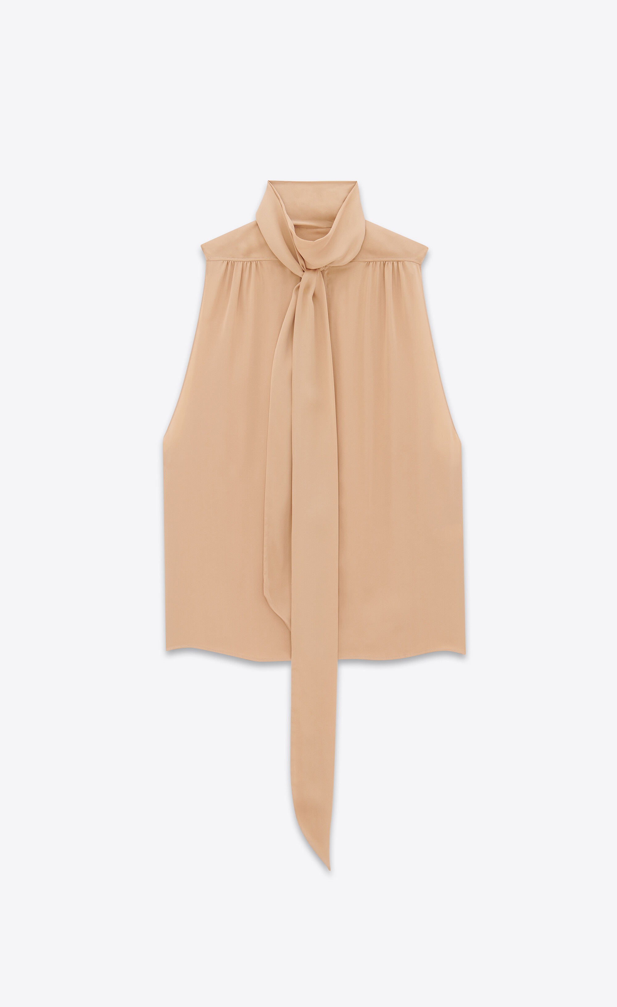 lavallière-neck tunic shirt in silk satin - 2