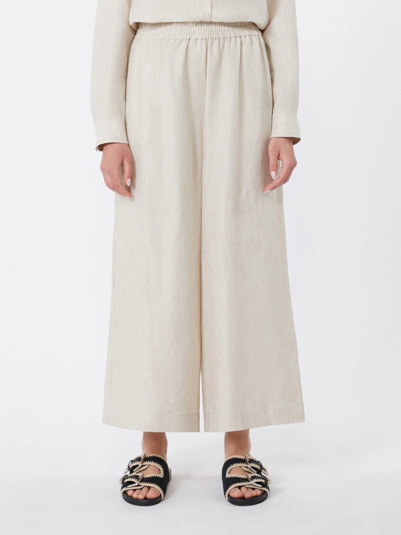 FELINO Wide-leg linen trousers - ECRU 3
