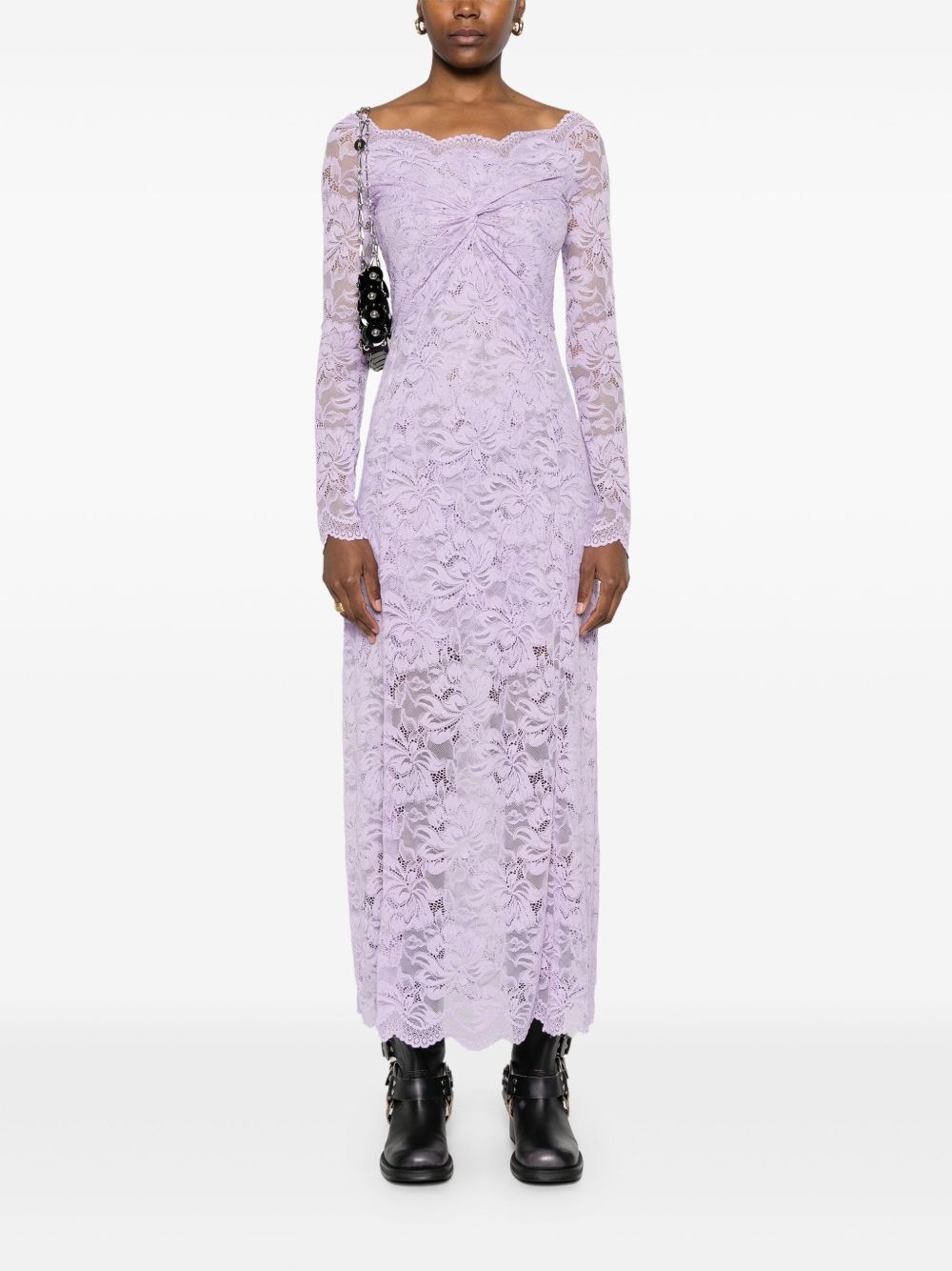 Bardot-neckline lace maxi dress - 2