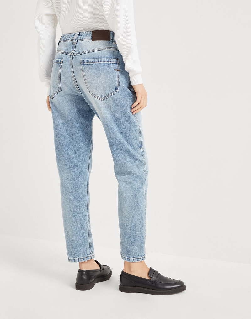 Brunello Cucinelli Authentic denim straight trousers with shiny bartack outlook