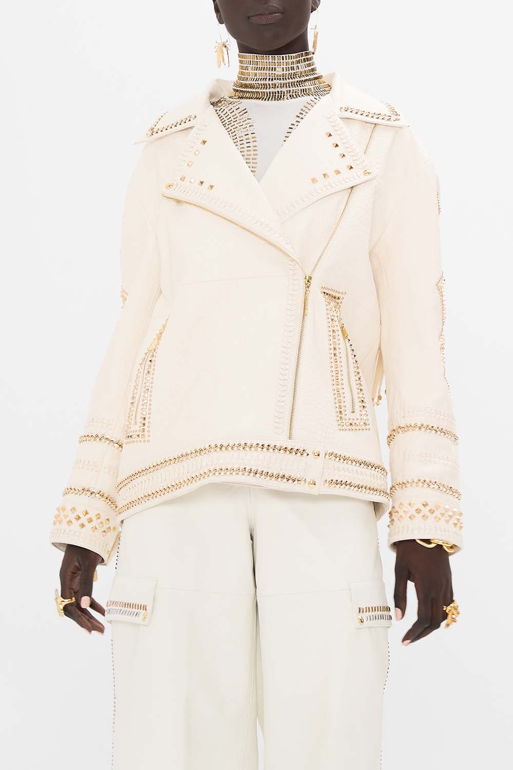 OVERSIZED LEATHER BIKER JACKET - 5