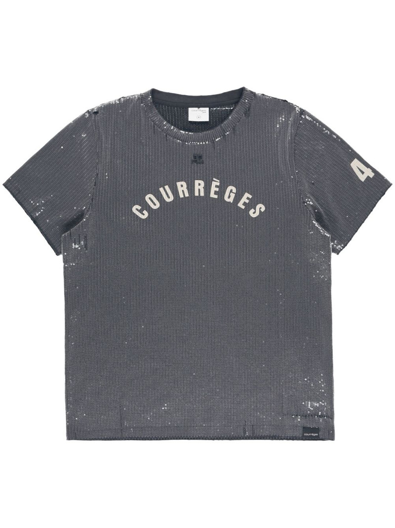 embroidered distressed T-shirt 1