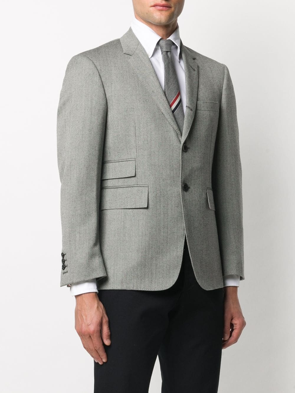 herringbone pattern single-breasted jacket - 3