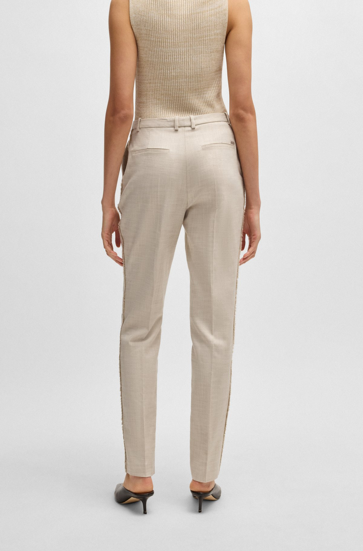 RELAXED-FIT TROUSERS IN MELANGE STRETCH FABRIC - 4