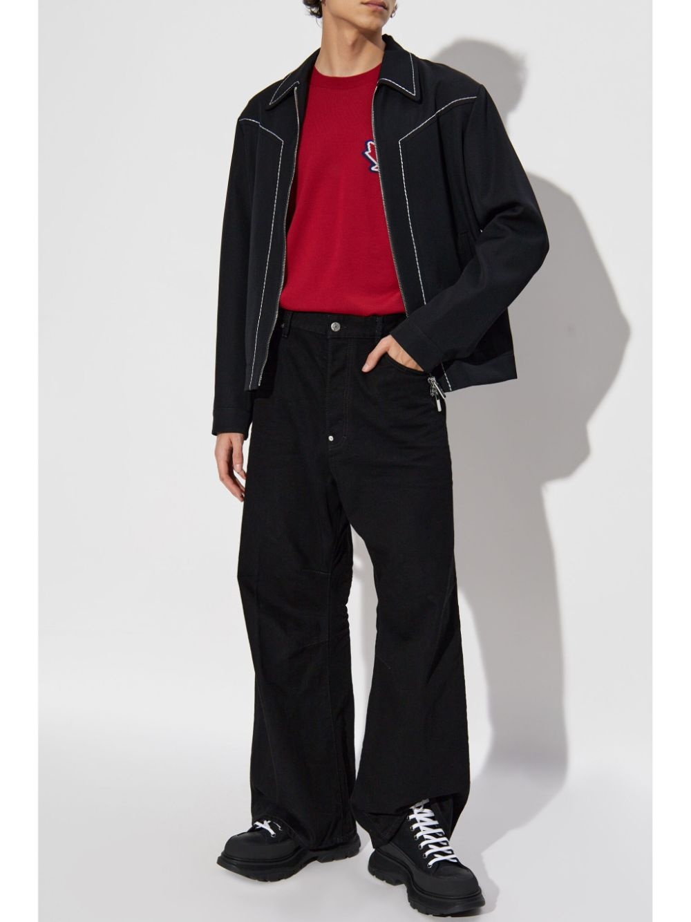 topstitched wool jacket - 2