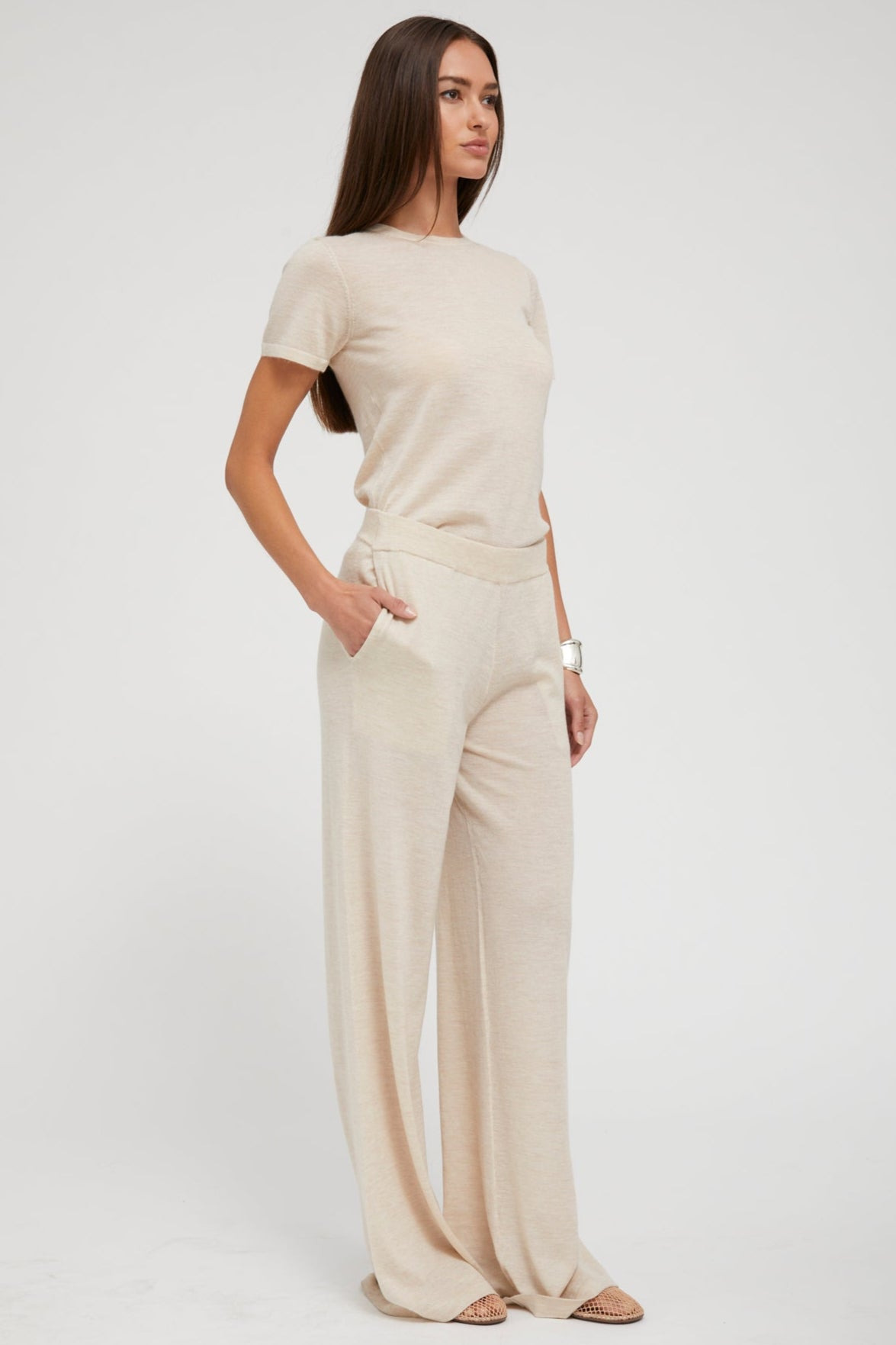 LATTE ULTRA FINE CASHMERE TEE - 7