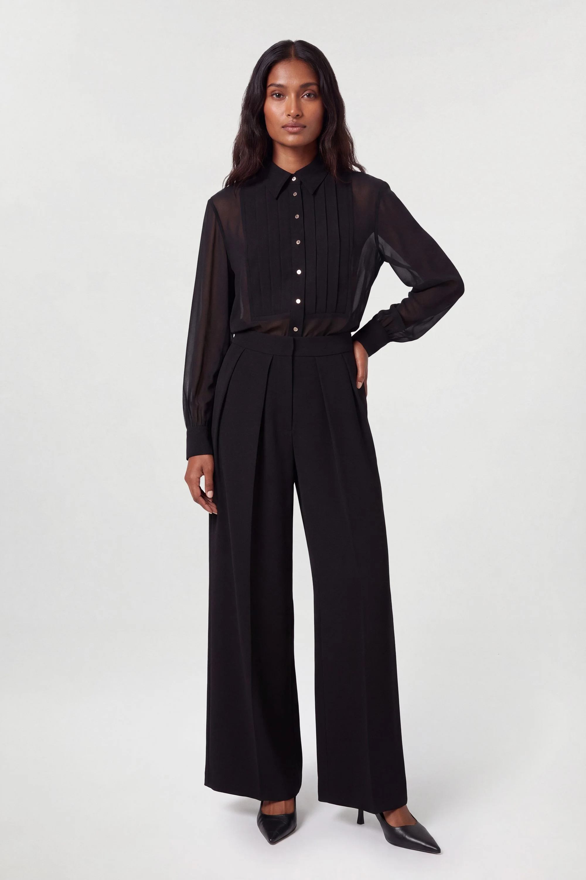 Polished Tailored Wide Leg Trouser - 1