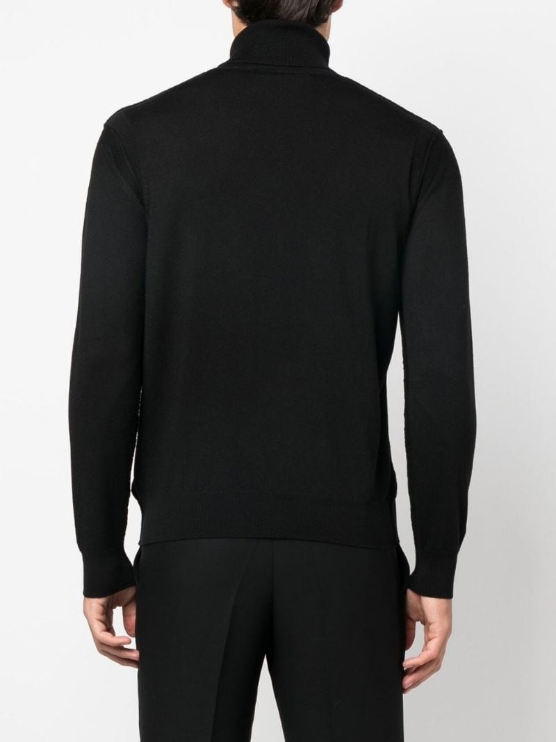 logo-embroidered roll-neck jumper - 4