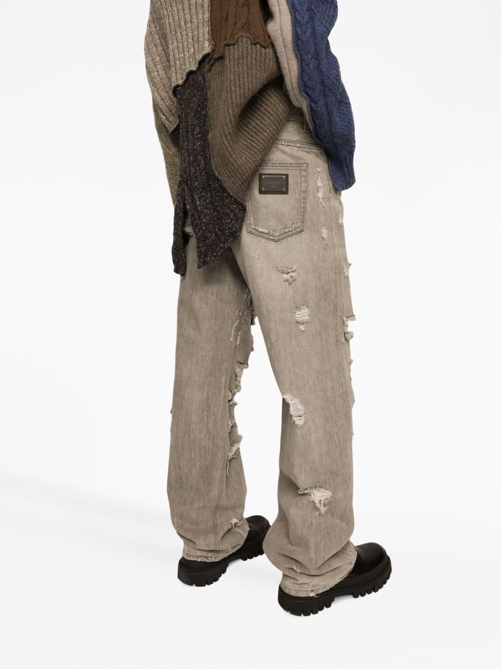 distressed straight-leg jeans - 6